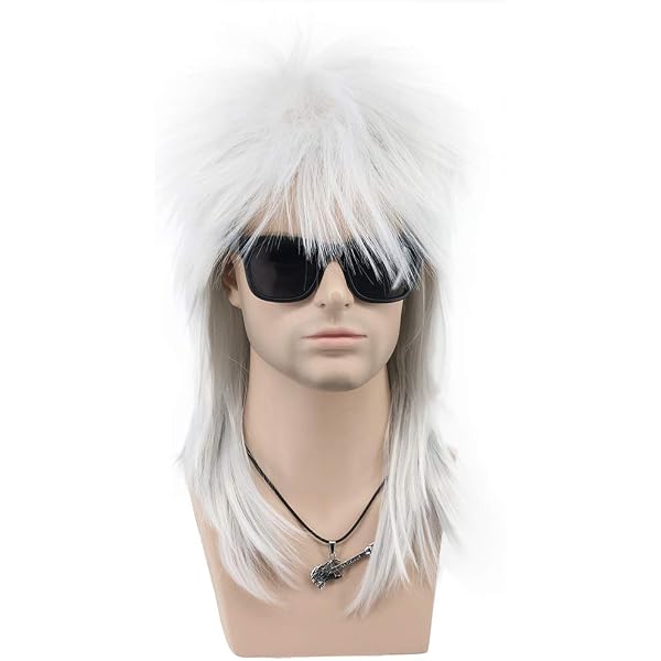Glam Rocker Perücke Rot – David Bowie Style, Vokuhila Mit Stachel-Oberteil, Für 80er Jahre Partys & Kostüme