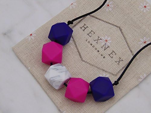 Navy and Pink Silicone Teething Necklace for Breastfeeding and Babywearing Mums Teething Sensory Aid BPA Free