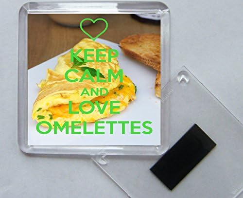 Keep Calm and Love Omelettes - Square Acrylic Fridge Magnet