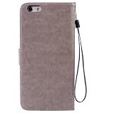 Hülle für Appple iPhone 6 Plus / 6S Plus Muster, TOCASO Ultra Thin PU Leder Flip Cover Tasche Ledertasche Handytasche Schutzhülle für iPhone 6 Plus / 6S Plus Buchstil Handyhülle Protective Case Etui Bumper Schale Wallet vollständig schützende Design Katzen und Baum mit Magnetverschluss Ständerfunktion ID Karte Slots Pouch Soft Silikon Backcover Rückseite shell kunstlederhülle + Schwarz Stylus Pen Grau - 3
