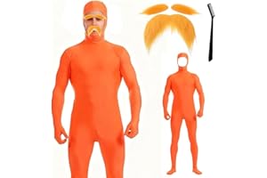 RIRIDAMAI Ganzkörperanzug Orange Kostüm Herren Damen, Loraxkostüm Erwachsene, Slenderman Kostüm,Greenscreen Anzug Orange, Overall Costume für Halloween Karneval Cosplay Fasching