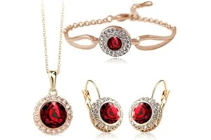 FDEETY Jewelry Set for Women Rhinestone Crystal Necklace Earrings Bracelet Set Gifts Wedding Engagement Bridesmaid Costume Dress Prom Jewelry Sets