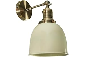 MiniSun | Retro Style Antique Brass Wall Light with a Cream Dome Shade | Home Décor, Bedside & Desk Lamp