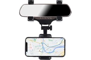 VIGOEXPRESS MIRIHOLD uchwyt samochodowy na telefon komórkowy, do lusterka wstecznego, uniwersalny, obracany o 360 stopni, elastyczny żel silikonowy, łatwy montaż, do wszystkich smartfonów, czarny