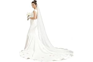 Zuxbolf Voile Mariage Long 3m avec Peigne en Plastique Voile de Mariage une Couche Long en Tulle Cathédrale Élégant pour Accessoires de Cheveux de Mariée