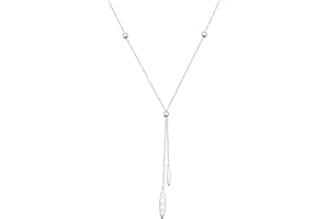 FLYOW Mothers Day Jewelry Dainty Lariat Necklace 925 Sterling Silver Pendant Adjustable Y Shaped Necklace Jewelry Long Chain 30 Inches Birthday Gift for Women Girls
