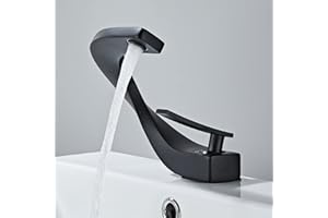 YAGJIA Wasserhahn Bad Schwarz, Waschtischarmatur Hochdruck, Armatur Waschbecken Messing, Badarmatur Einhandmischer Mischbatterie Modern Elegant für Badezimmer