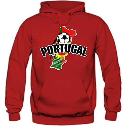 Portugal EM 2016 #1 Hoody | Fußball | Herren | Trikot | Nationalmannschaft, Farbe:Rot (Red F421);Größe:XL