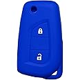 Thrida Key Fob Cover for Toyota Yaris: 2 Buttons Key Fob Case Fit for Toyota Aygo Yaris Cross 2011 2012 2013 2014 2015 2016 2017 2018 2019 2020 2021 2022 2023丨Remote Protector丨Fashion Silicone (Blue)