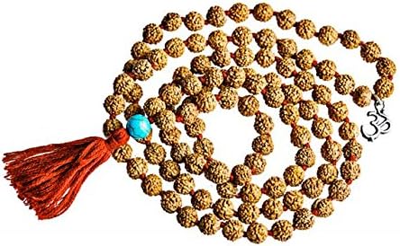 Rudraksha tibetan Handmade Om Discovery Turquoise Mala with 108 beads for Meditation, chanting Japa/Prayer