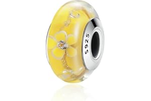 YASHUO Murano Glass Bead Sterling Silver Core Charms For Pandora Charm Bracelets
