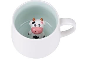 HOTUT Filiżanka 3D z ceramiki, zabawny kubek 3D ze zwierzętami, w stylu krowy mlecznej, do kawy, mleka, herbaty, ceramicznego kubka dla kobiet, dziewcząt, przyjaciółki, na Boże Narodzenie, prezent na