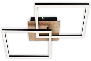 BRILONER - Plafoniera LED Soffitto Ruotabile, Lampada LED da Soffitto Dimmerabile, Lampadario soggiorno, Lampadario Cucina, 24 Watt, 1.800 Lumen, 3.000 Kelvin, Legno/Nero, 620 x 368 x 73 mm (LxWxH)