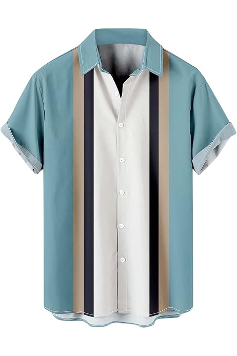 Chemise Homme Rétro Rockabilly Années 50 - Manches Courtes En Coton, Style Décontracté Vintage