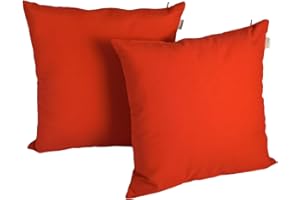 DISELIO Pack 2 Fundas de cojín 45x45 cm Rojo Loto – Tejido Resistente y Duradero, Cremallera Oculta, Acabado Artesanal Hecho en España. Ideal para decoración de la casa, sofá, Cama. (2LC Rojo Loto 45x45)