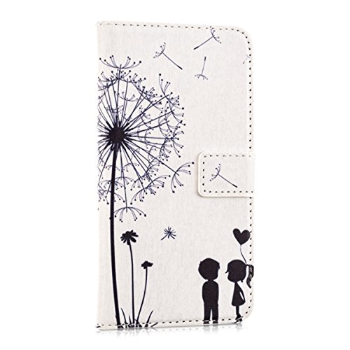 kwmobile HÃ¼lle fÃ¼r Huawei Y625 - Wallet Case Handy SchutzhÃ¼lle Kunstleder - Handycover KlapphÃ¼lle mit Kartenfach und StÃ¤nder Pusteblume Love Design Schwarz WeiÃŸ