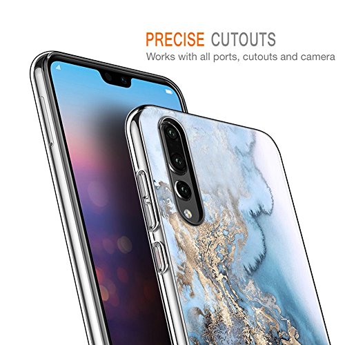Huawei P20 Pro HÃ¼lle, Eouine SchutzhÃ¼lle Silikon Transparent mit Marmor Muster Motiv HandyhÃ¼lle [Ultra DÃ¼nn] Slim StoÃŸfest Weich TPU Bumper Case Backcover fÃ¼r Huawei P20 Pro 6,1 Zoll Smartphone (Blau, Gold)