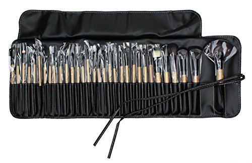 niceeshop(TM) 32Pcs Wood Makeup Brushes Kit Professional Cosmetic Make Up Set with Black Bag, Burlywood