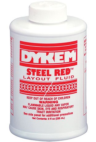 Dykem Steel Red Layout Fluid (80496, 8oz Brush-in-Cup, 240 ml).