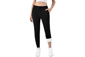 Ipletix Women's Thermal Jogging Bottoms, Lined Fleece Thermal Trousers with 2 Pockets, Thickened Warm Sweatpants with Drawstring, Winter Thick Pants for Leisure, Gym and Jogging