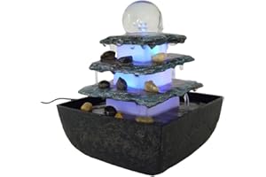 ‎DAPO LED-Zimmerbrunnen TERRASSE, eckig, Tisch-Boden-Brunnen, LED farbwechselnd für eine gemütliche, entspannte Atmosphäre, Raumbefeuchter, Brunnen