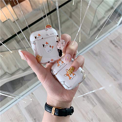 Preisvergleich Produktbild BedolioNette Hundekatze airpods1 / 2 Schutzabdeckung Apfel drahtloses Bluetooth Harte Oberteil des Kopfhörers, Welpe