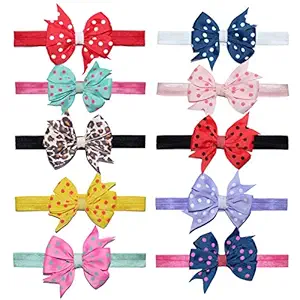 vaghbhatt Baby Girls Grosgrain Polka Design Ribbon Hair Bows Headbands 4.5