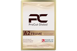 PROCUT GLOBAL LTD Procut Global A2 Gold Picture Frames – Sleek Wooden Photo Frame with Shatterproof Perspex for Wall or Tabletop – Perfect for Posters, Certificates, Prints–Multiple Sizes & Colors Available