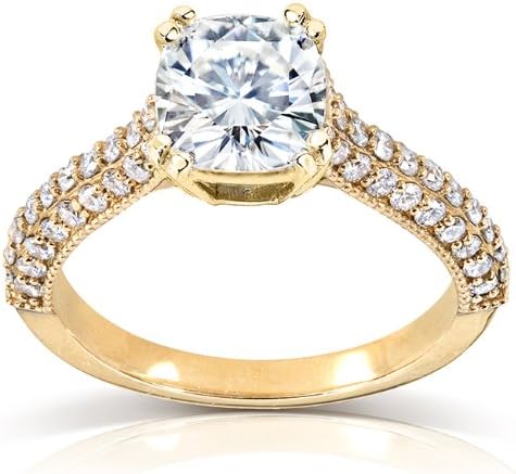 Cushion-cut Moissanite and Diamond Engagement Ring 1 5/8 Carat (ctw) in 14k Gold_11.0_Rose Gold