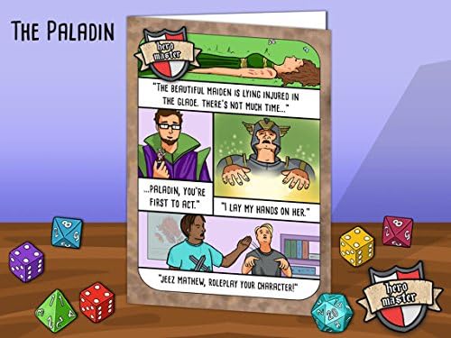 Geek humour greetings card. Fantasy RPG parody theme based on the Paladin class