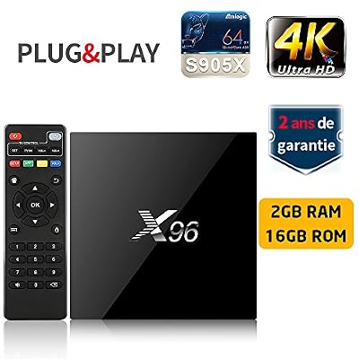 SUNNZO X96 Lecteur multimédia de diffusion en continu Android 6.0/boîte TV 4K avec Amlogic S905X quad-core chipset, 64 Bits 2GB/16GB,WiFi,4K HD,H.265