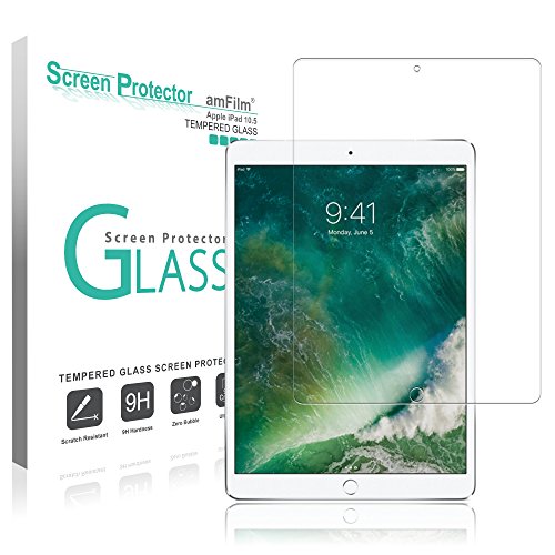 AmFilm iPad Pro 10,5 Zoll gehärtetes Glas Display Schutz für Apple iPad Pro 10,5 "2017 0.33mm 2.5D abgerundeten Rand (1-Pack) [Lifetime Warranty]