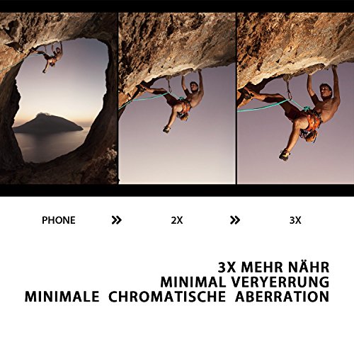 Mozeat Lens Objektiv Handy Clip-On Lens 3X TeleobjektivÂ mit Universal Klemme,fÃ¼r iPhone,Samsung , Android ,Windows usw.Keine dunkle RÃ¤nder.