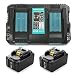 Produktbild SHS Dual Port Ladegerät DC18RD passend für 14.4 und 18V Batterie und Ersatz 2 x Akku für Makita BL1850 B 18V 5,0Ah Lithium-Ionen Mit LED