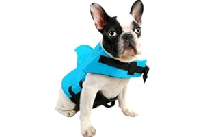BOENTA ppactvo Gilet De Sauvetage pour Chien Gilet De Sauvetage Requin pour Chiens Ripstop Safety Gareautrain avec Une Flottabilité ÉLevéE Et Une PoignéE De Levage pour Les Races Petites Et Moyennes Blue,L