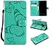 Produktbild Galaxy S9 Plus Hülle, Conber Lederhülle Handyhülle mit [Kostenlose Schutzfolie], PU Tasche Leder Flip Case Cover Emboss 68D Schmetterling Schutzhülle für SamsungGalaxy S9 Plus - Grün