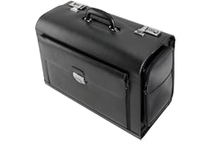 Alassio 949728 - Maletín de piloto en Piel, Color Negro