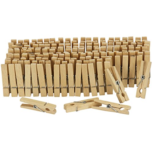Holzklammer klein, 100 Stück ✓ kleine Wäscheklammern aus Buchenholz ✓ Bastelklammern ca. 45mm / 4,5 cm lang | 6 mm breit ✓ mini Holzklammern mit Feder ✓ super Qualität ✓ Holzwäscheklammern-Set zum Beschriften / Basteln ✓ kleine Holz-Klammern ideal für Fotos / Adventskalender / Hochzeit / Gastgeschenk / Deko für Karten uvm. | trendmarkt24 - 220320