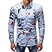 Produktbild Hemd Sannysis Herren Slim Fit Hemden Bedrucktes Freizeit Businesshemd Printed Bluse Lässige Langarm Dünne Poloshirt Anzug Tops
