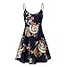 Produktbild ZIYOU Sommer Blumenkleid Damen, Geblümt Drucken Strand Party Kleid/Frauen Mode Ärmellos Schlinge Blusekleid Lange Weste Printkleider (B, XL)