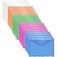 Porte-documents A4 En Plastique - Lot De 10 - 5 Couleurs - Fermeture Pression - Poche étiquette - Imperméable