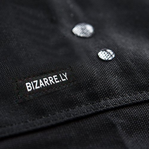 Robuste Arbeitsschürze Herren / Damen gewachstes Segeltuch, wasserdicht, schwarz von Bizarre.ly – einstellbar bis XXL, guter Sitz – ideal für Zuhause oder im Workshop – Taschen für Werkzeuge & Smartphone - 4