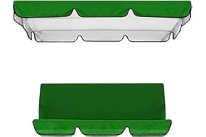 QOXEZY Replacement Canopy Swing Chairs, 3 Seater Garden Swing Seat Canopy Cover, Garden Swing Canopy Cover + Swing Seat Cover, Waterproof & Sunproof(Green 164x114x15cm)