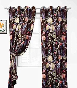 Lush Decor  Premium Polyester Fancy Floral Printed Curtains for Door 7 feet Pack of 2 (Coffee)