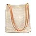 Produktbild Pomelo Best Damen Stroh Schultertasche mit magnetischem Schnallen und Kunstleder Griff