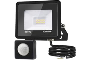 TOOBETTP Faretto LED da Esterno con Sensore di Movimento 10W, Faretto LED da Esterno 1000LM Bianco Caldo 3500K Faretto Led Esterno Impermeabile IP66 Faro LED Esterno per Giardino Cortile Garage Pareti