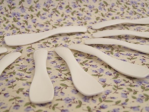 25pcs White Mini Cosmetic PP Disposable Spatula Scoop for Masks, Creams, Gels, Clays, Lip Stick, Makeup etc