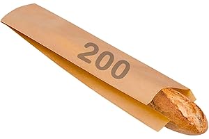 BUABI Kraftpapiertüten Braun Lange Brottüten (55 cm) – Kraftpapier für Baguette, Bäckerei und Konditorei (200units 55x10cm)