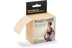 Pinotape Sport - Sensitive Tape - Light Beige - 5 cm x 5 m - wasserfestes Kinesiotape - für sensible Haut - latexfrei - starke Haftung | 1 Tape = 5 Meter