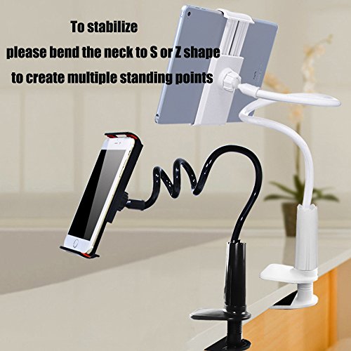 myarmor Schwanenhals iPhone iPad Stand Handy Tablet Halterung lange Bolt Klemme mit Halterung für Tablet oder Handy Geräte 10,2–26,9 cm 360 Grad drehbar Flexibler Arm - 7